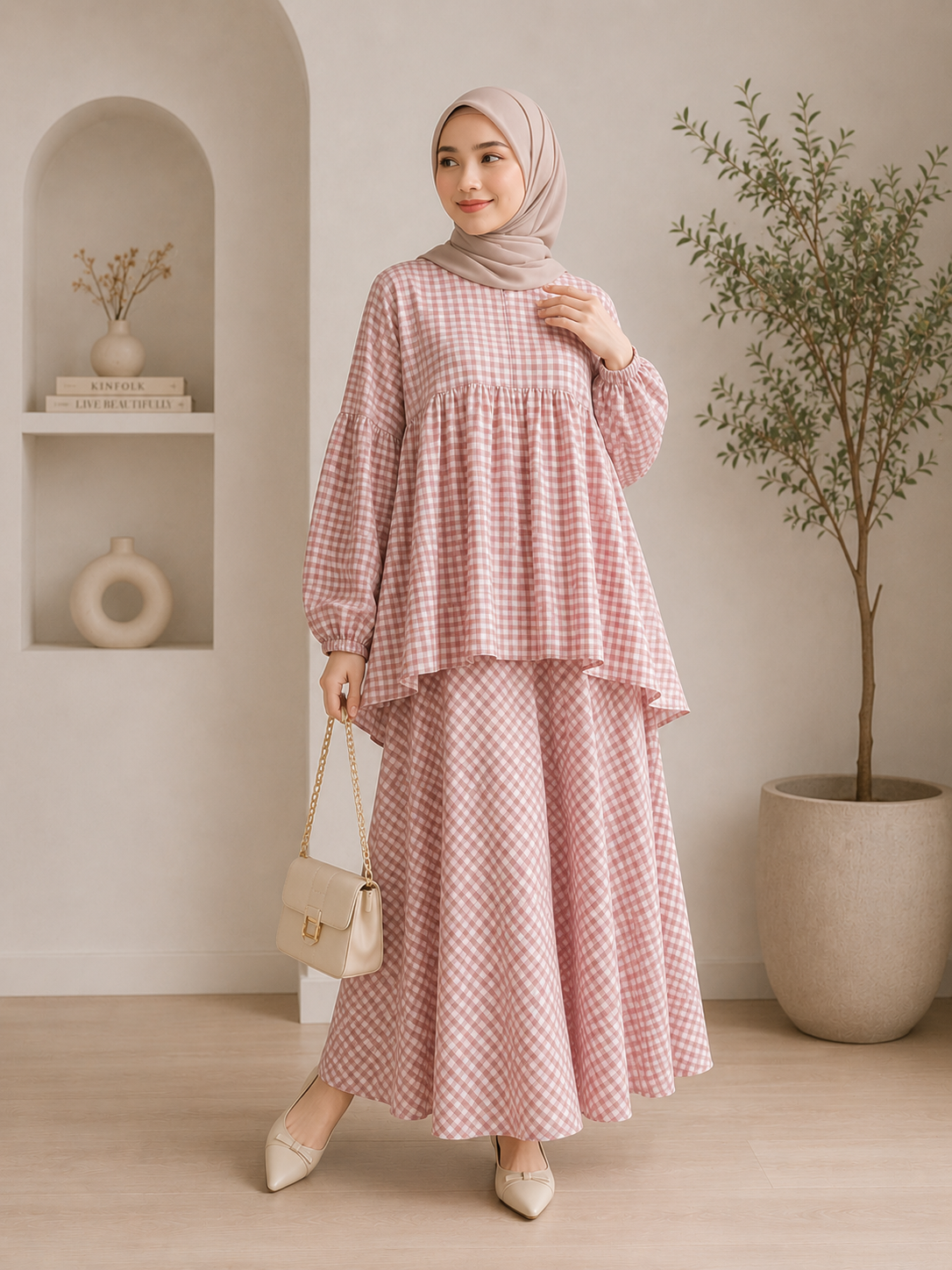 Nura Checkered Skirt Set