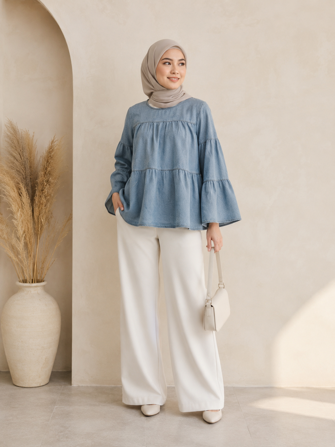 Melly Ruffle Denim Top