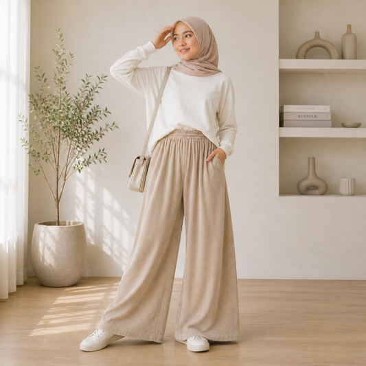 Niki Corduroy Wide-Leg Pants