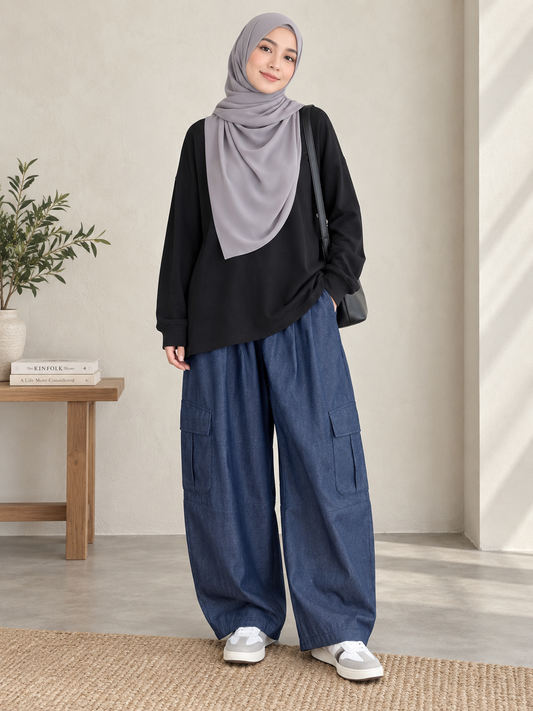 Yara Barrel Cargo Denim Pants