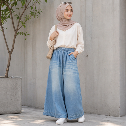 V.2 Whisker Wide-Leg Denim Pants