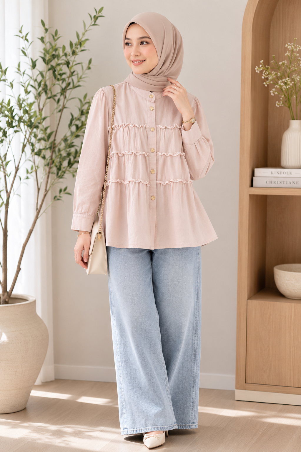 Mia Ruffle Peplum Jeans Top