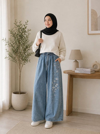 Amber Embroidered Denim Pants