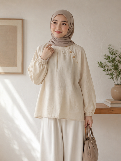 Elara Button Denim Top