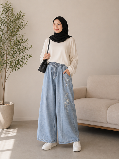 Amber Embroidered Denim Pants