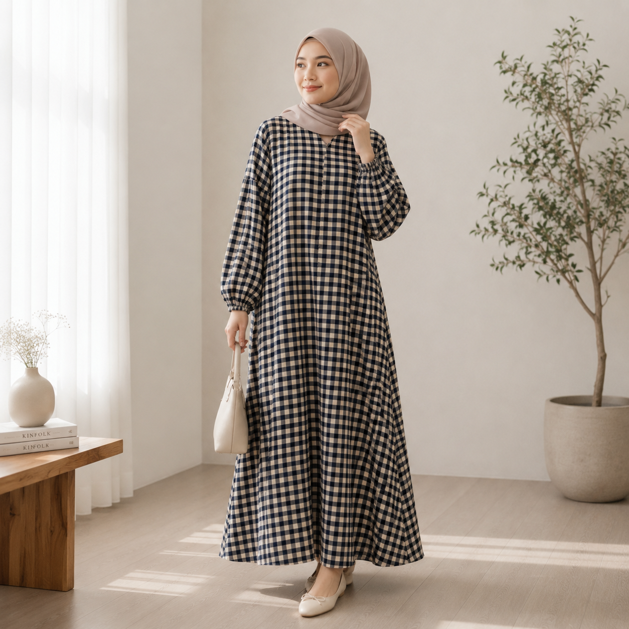 Maya Gingham Maxi Dress
