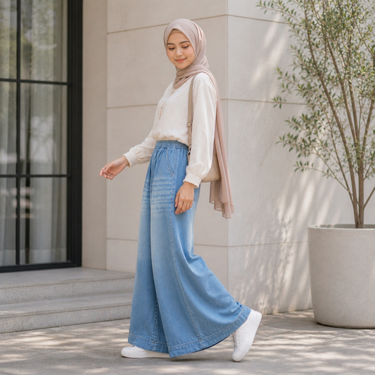 V.2 Whisker Wide-Leg Denim Pants
