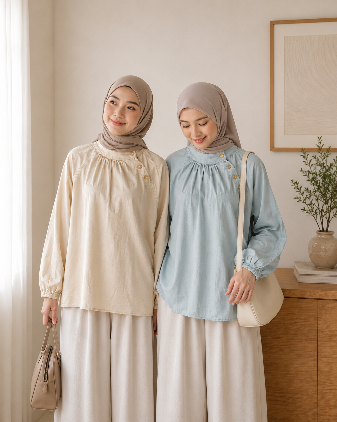 Elara Button Denim Top