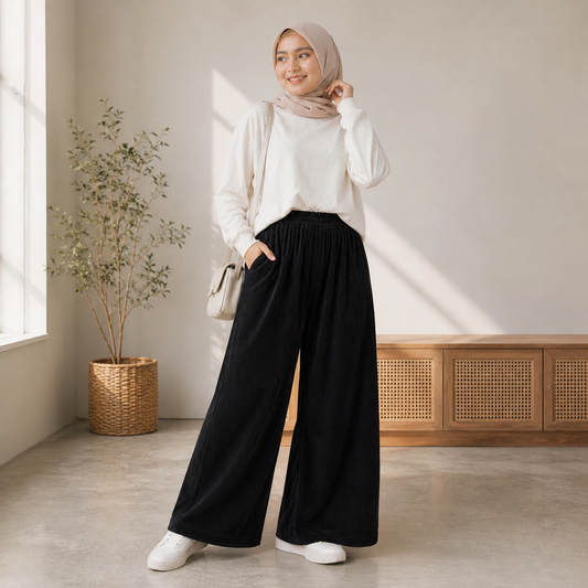 Niki Corduroy Wide-Leg Pants