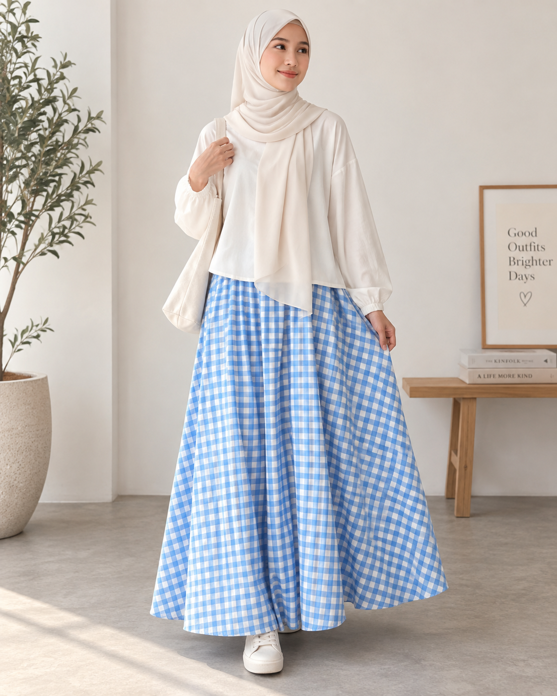 Luca Checkered Flared Skirt