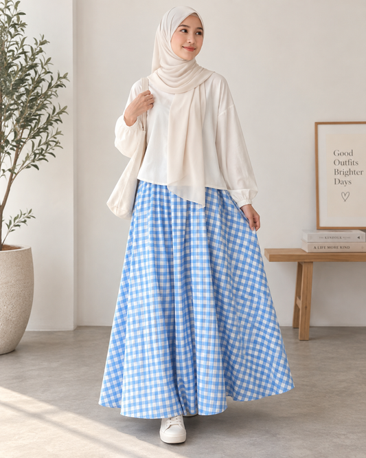 Luca Checkered Flared Skirt