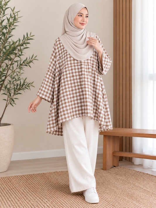 Liora Pocket Checkered Top