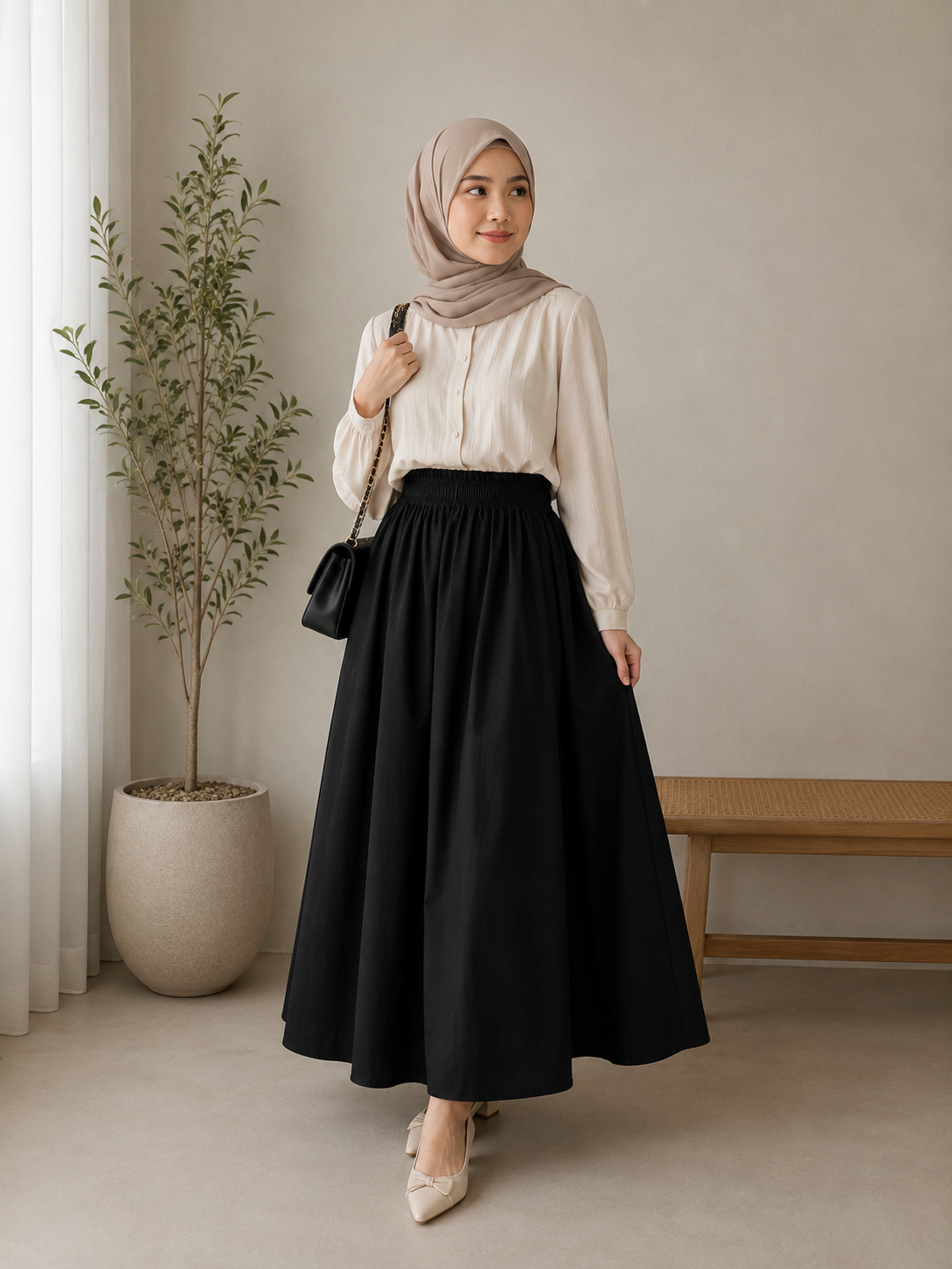 Poplin Flared Skirt