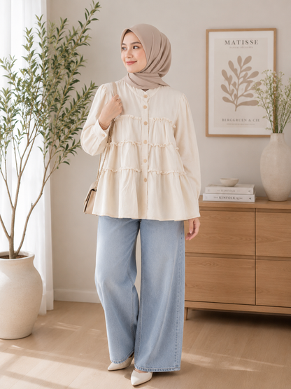 Mia Ruffle Peplum Jeans Top