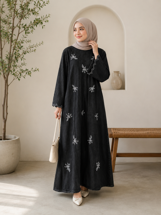 Serena Embroidered Denim Dress