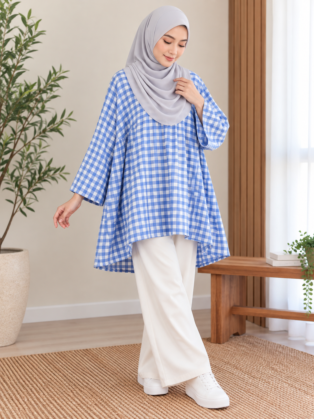 Liora Pocket Checkered Top