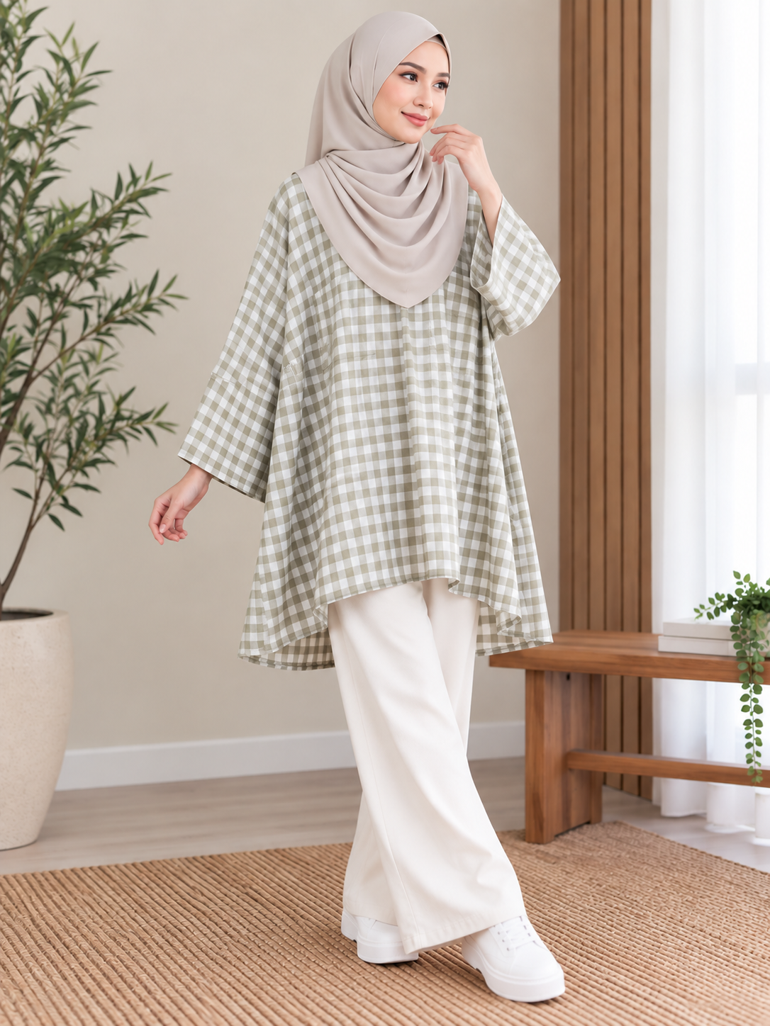 Liora Pocket Checkered Top