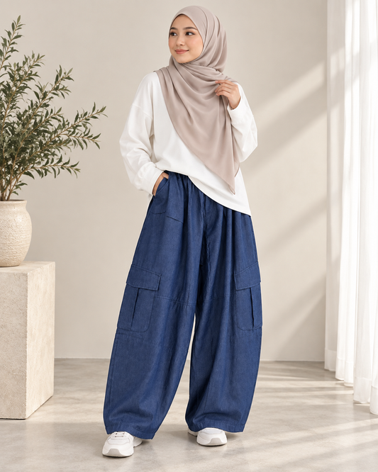 Yara Barrel Cargo Denim Pants