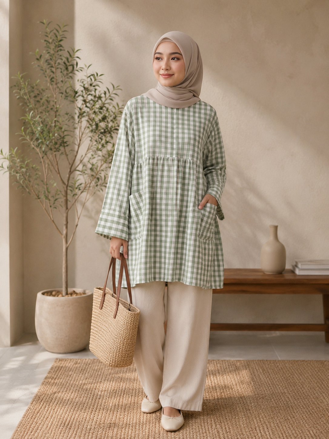 Hannah Gingham Tunic