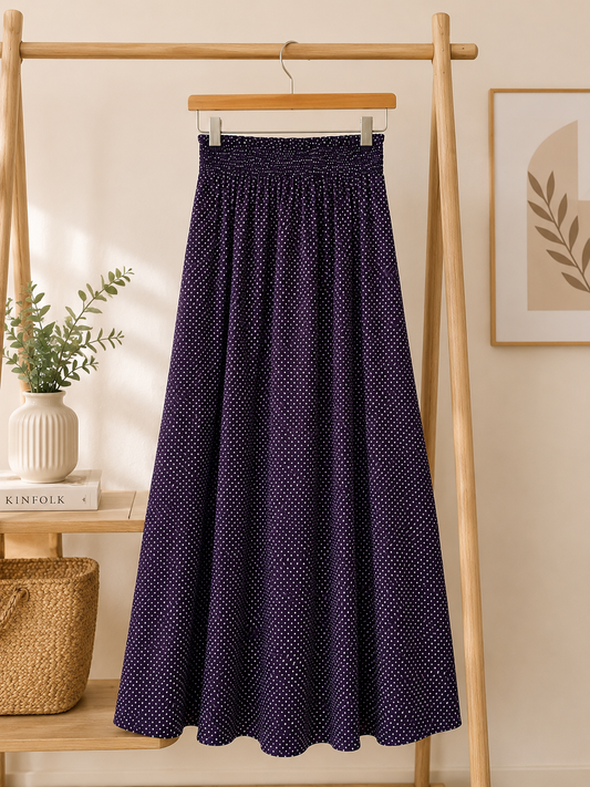 Polka Dots Poplin Skirt (Small Dots)