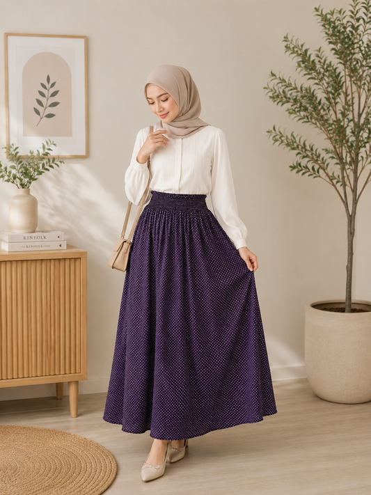 Polka Dots Poplin Skirt (Small Dots)