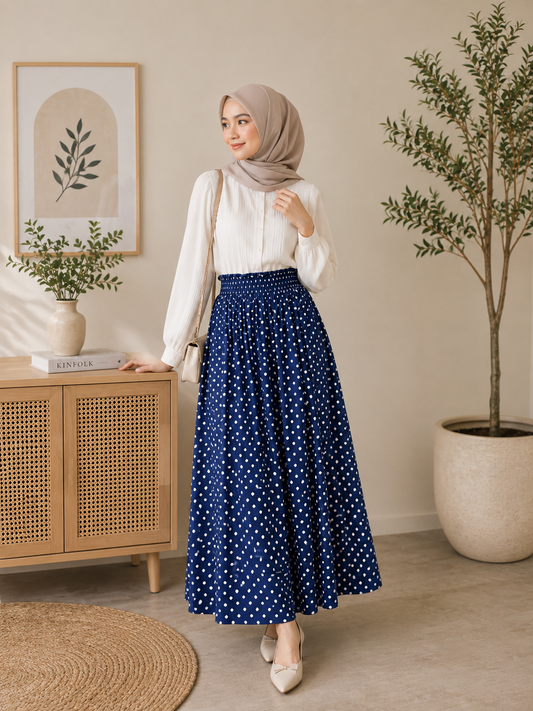 Polka Dots Poplin Skirt (Big Dots)