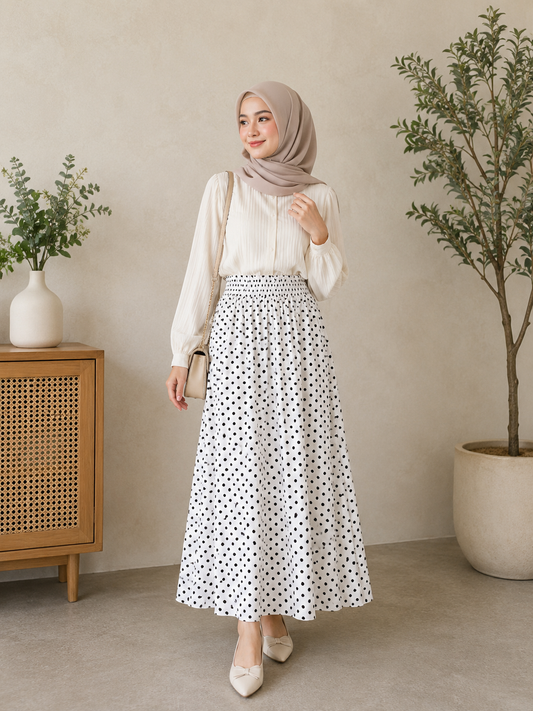 Polka Dots Poplin Skirt (Big Dots)