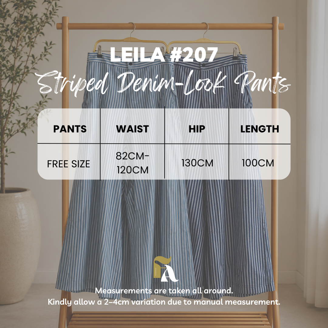 Leila Striped Denim-Look Pants