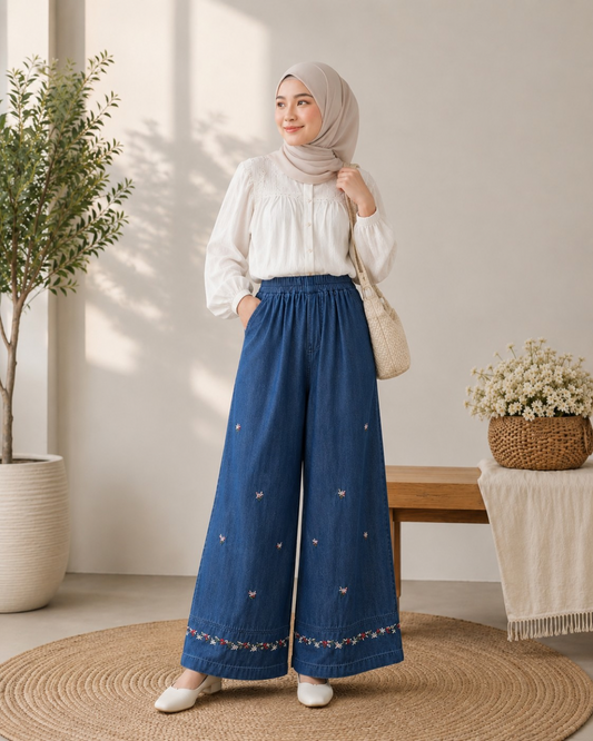 Amora Embroidered Denim Pants