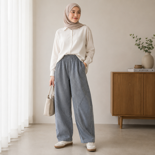Amani Striped Barrel-Fit Pants