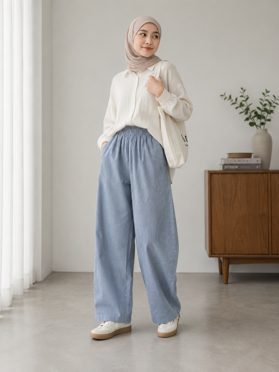 Amani Striped Barrel-Fit Pants