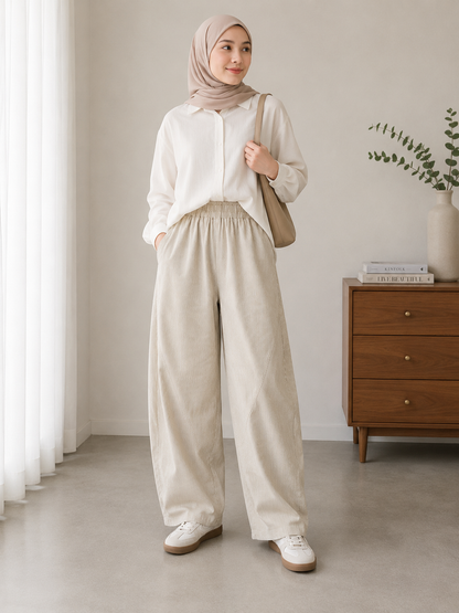 Amani Striped Barrel-Fit Pants