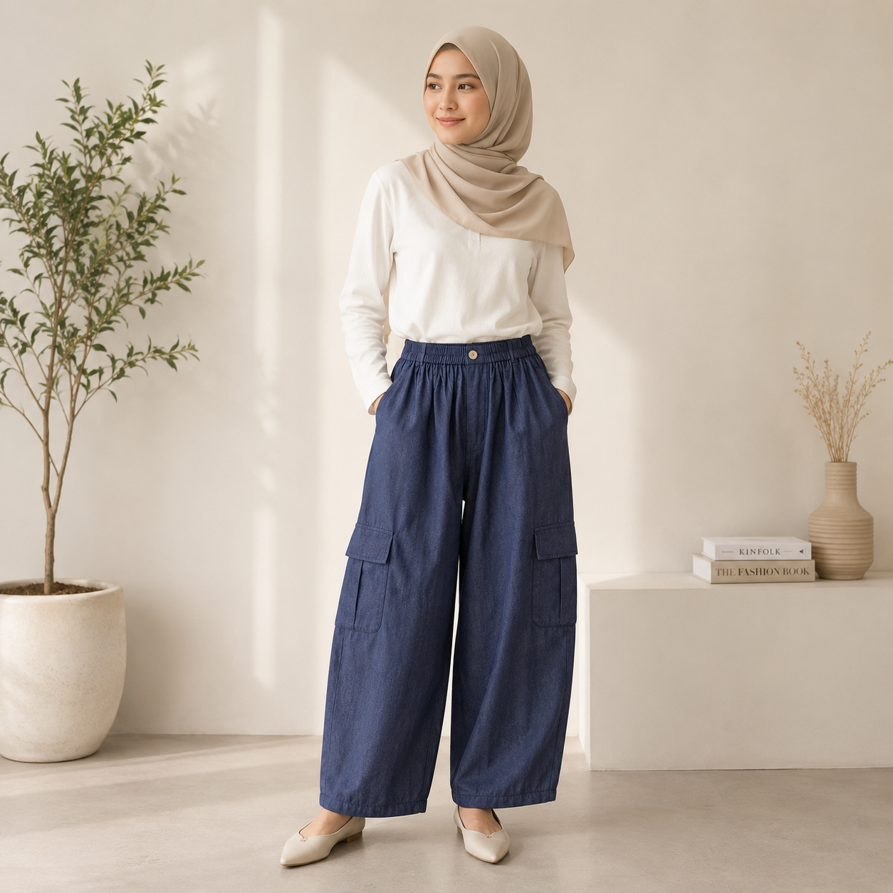 Yara Barrel Cargo Denim Pants