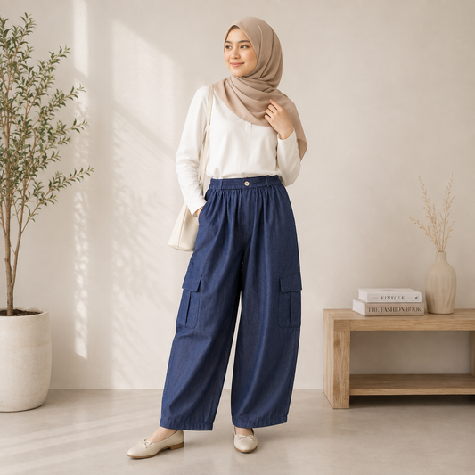 Yara Barrel Cargo Denim Pants