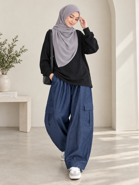 Yara Barrel Cargo Denim Pants
